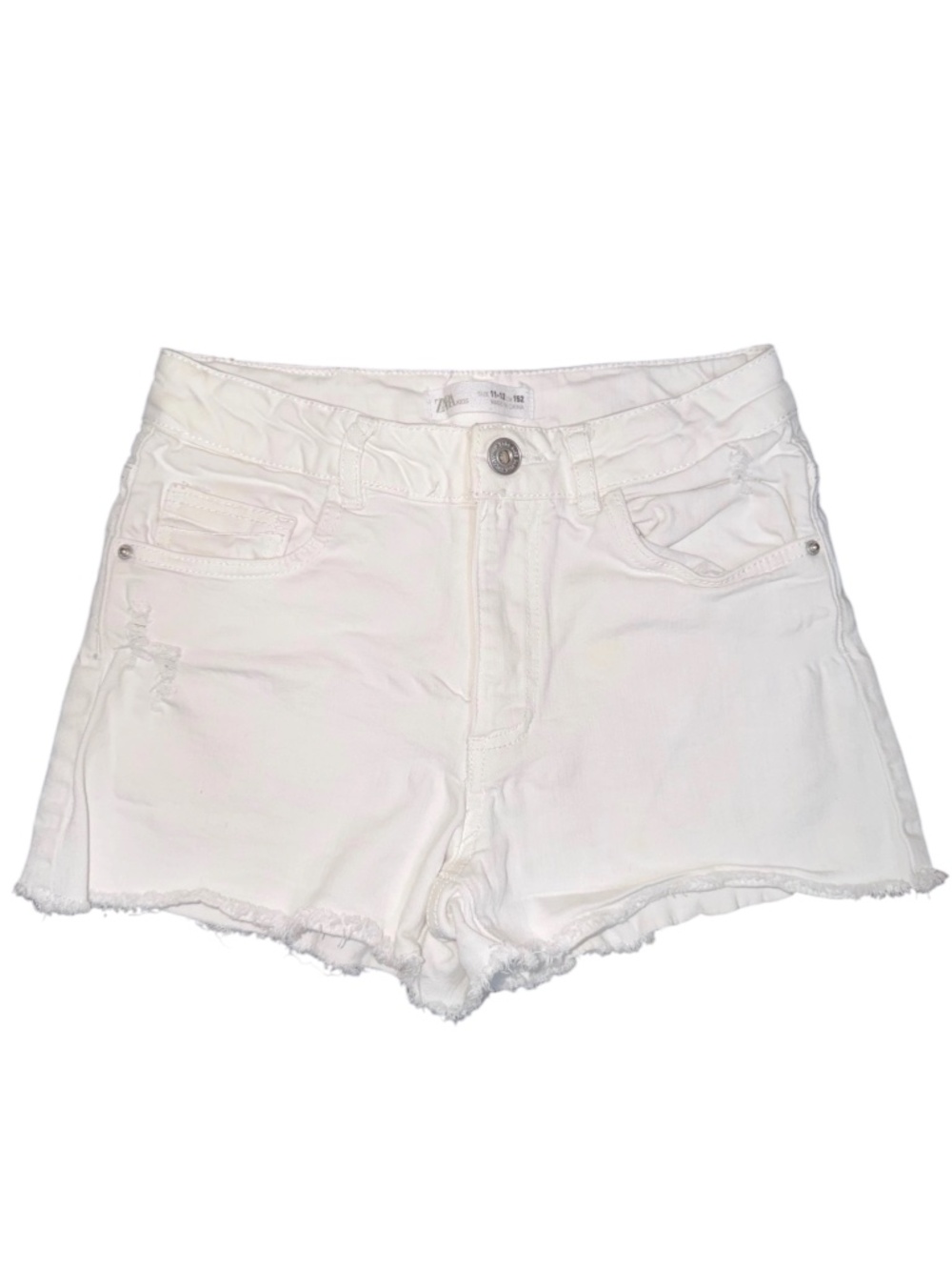 Zara Kids White Denim Shorts Distressed Frayed Hem Girls 11-12 Years 152